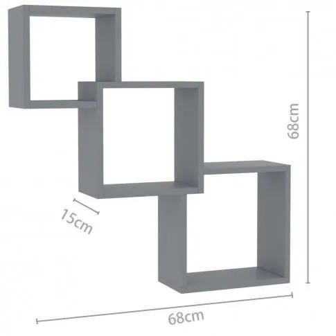 Szczegółowe zdjęcie nr 6 produktu Zestaw półek ściennych z szarym połyskiem - Rivan