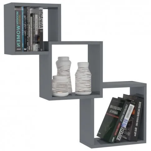Szczegółowe zdjęcie nr 4 produktu Zestaw półek ściennych z szarym połyskiem - Rivan