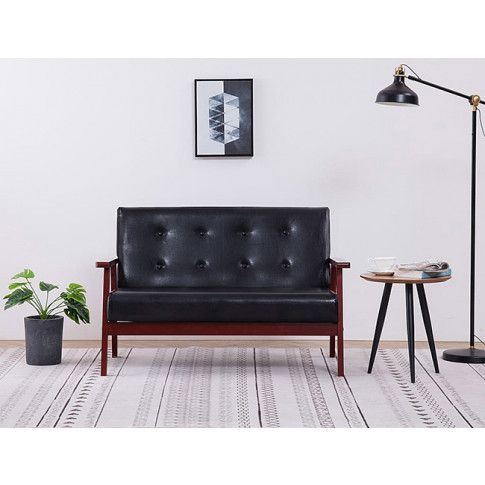 Dwuosobowa czarna sofa retro Vita 2X tapicerowana