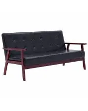 3-osobowa czarna sofa retro - Vita 3X