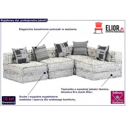 Rozkładany szary narożnik modułowy Demri 6D