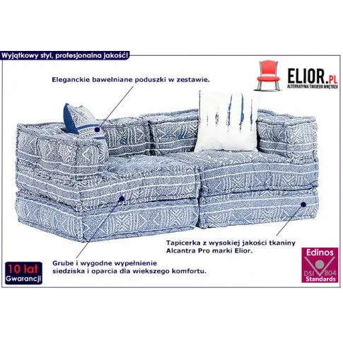 2-osobowa rozkładana sofa modułowa Demri 3D indygo