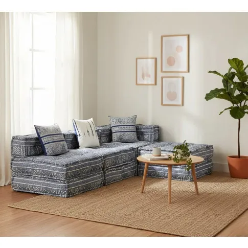 Czteroosobowy narożnik modułowy indygo   Montanex 7D