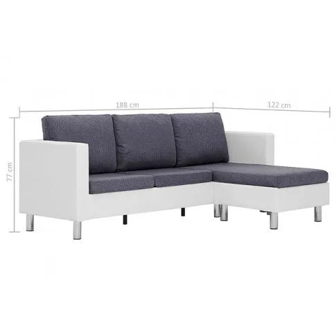 Szczegółowe zdjęcie nr 5 produktu Atrakcyjny narożnik z szezlongiem biało-ciemnoszary - Glomsti 4Qbiało-ciemnoszara