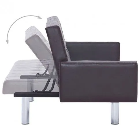 Szczegółowe zdjęcie nr 4 produktu Rozkładana sofa Enya 2X z podłokietnikami -  brązowa
