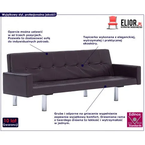 Szczegółowe zdjęcie nr 9 produktu Rozkładana sofa Enya 2X z podłokietnikami -  brązowa