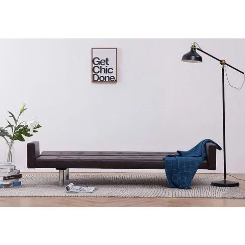 Szczegółowe zdjęcie nr 10 produktu Rozkładana sofa Enya 2X z podłokietnikami -  brązowa
