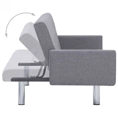 Szczegółowe zdjęcie nr 8 produktu Rozkładana sofa Enya  z podłokietnikami - jasnoszara