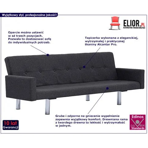 Szczegółowe zdjęcie nr 9 produktu Rozkładana sofa Enya  z podłokietnikami - ciemnoszara