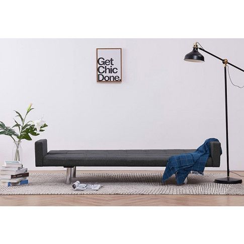 Szczegółowe zdjęcie nr 10 produktu Rozkładana sofa Nesma  z podłokietnikami - ciemnoszara