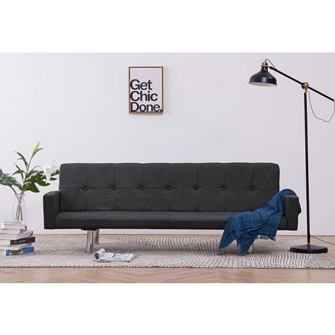Szczegółowe zdjęcie nr 11 produktu Rozkładana sofa Nesma  z podłokietnikami - ciemnoszara