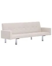 Rozkładana sofa Nesma  z podłokietnikami - kremowa w sklepie Edinos.pl