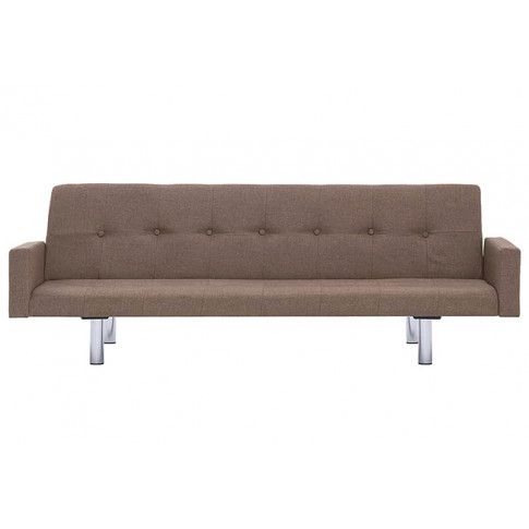 Szczegółowe zdjęcie nr 5 produktu Rozkładana sofa Nesma  z podłokietnikami - brązowa