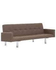 Rozkładana sofa Nesma  z podłokietnikami - brązowa