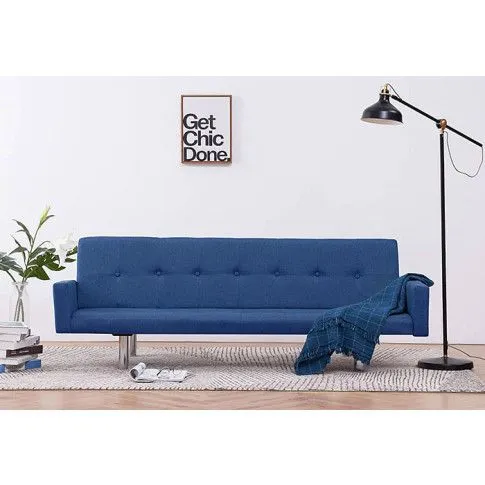 Szczegółowe zdjęcie nr 10 produktu Rozkładana sofa Enya  z podłokietnikami - niebieska