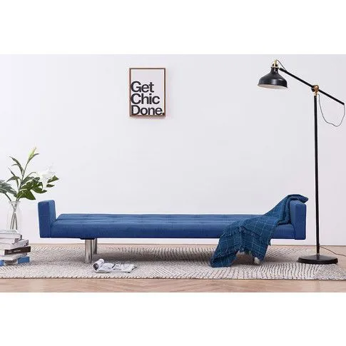 Szczegółowe zdjęcie nr 11 produktu Rozkładana sofa Enya  z podłokietnikami - niebieska