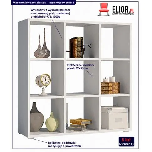 Fotografia Regał kwadrat Cesaro 6X - biały z kategorii Regały, półki i szafy