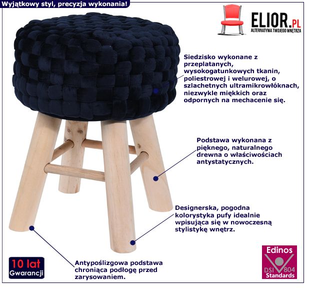 Stylowy taboret Lisewa - granatowy