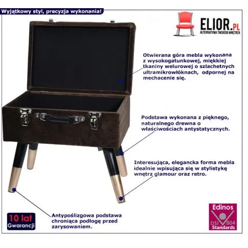 Fotografia Elegancki taboret Flover - brązowy z kategorii Siedziska do przedpokoju