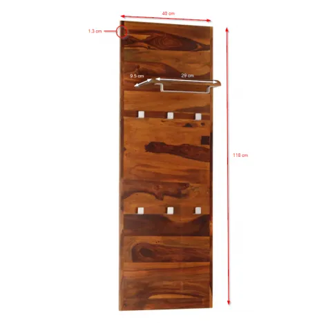 Szczegółowe zdjęcie nr 4 produktu Wieszak ścienny z drewna sheesham - Skira