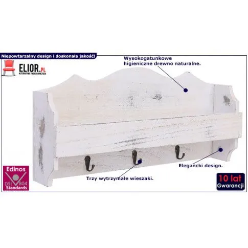 Fotografia Biały wieszak ścienny z półką - Kortis z kategorii Przedpokój