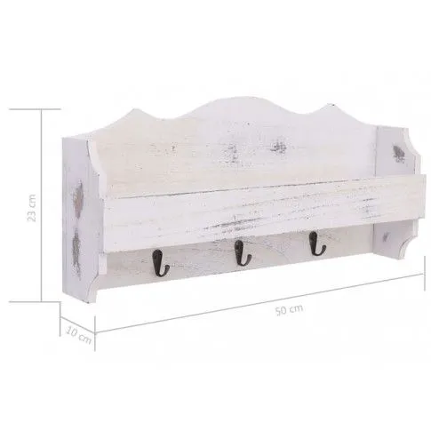 Szczegółowe zdjęcie nr 6 produktu Biały wieszak ścienny z półką - Kortis