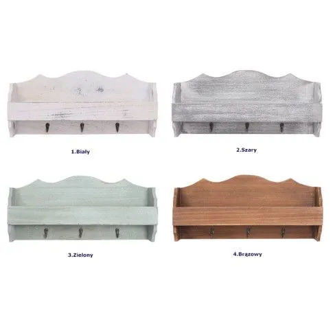 Szczegółowe zdjęcie nr 7 produktu Biały wieszak ścienny z półką - Kortis