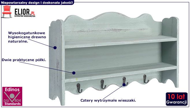 Wieszak ścienny drewniany Lusino