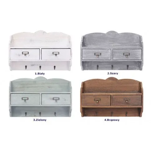 Szczegółowe zdjęcie nr 7 produktu Wieszak ścienny z szufladami Hollie - Brązowy