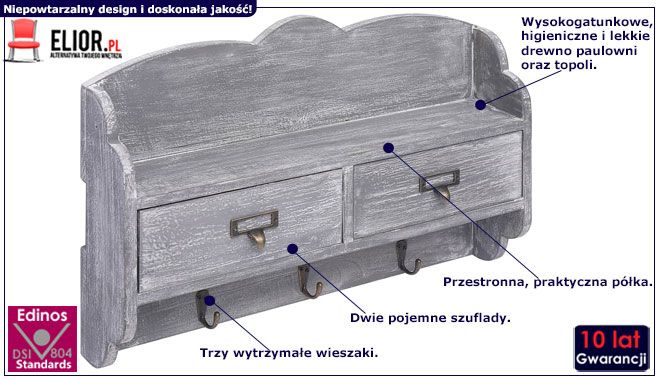 Wieszak ścienny z szufladami Herbin