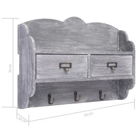 Szczegółowe zdjęcie nr 6 produktu Wieszak ścienny z szufladami Hollie - Szary