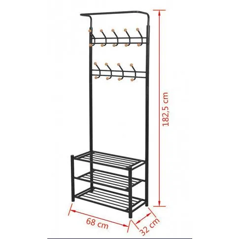 Szczegółowe zdjęcie nr 4 produktu Stojak na ubrania z półkami na buty Helio - Czarny