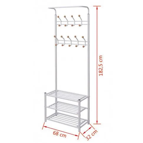 Szczegółowe zdjęcie nr 4 produktu Wieszak na ubrania z półkami na buty Helio - Biały