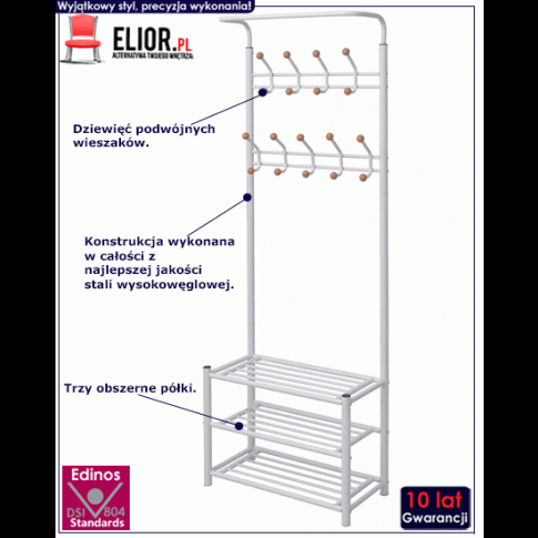 Fotografia Wieszak na ubrania z półkami na buty Helio - Biały z kategorii Przedpokój