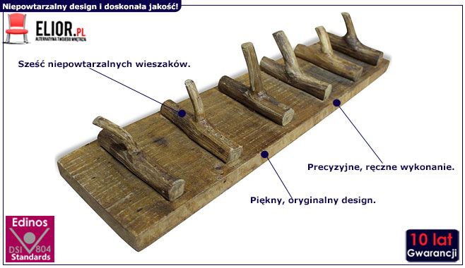 Rustykalny wieszak ścienny Arwen