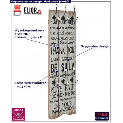 Fotografia Wieszak ścienny z napisami - Fabier 4X z kategorii Wieszaki