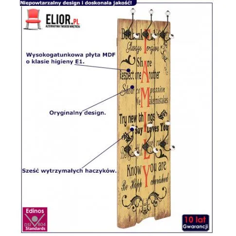 Fotografia Wieszak ścienny z napisami - Fabier 6X z kategorii Wieszaki