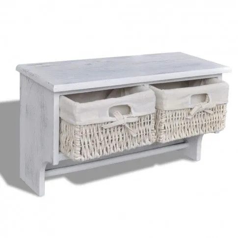 Szczegółowe zdjęcie nr 6 produktu Biała drewniana półka ścienna z szufladami na klucze - Anga