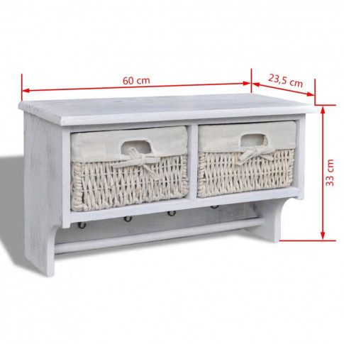 Szczegółowe zdjęcie nr 9 produktu Drewniana półka ścienna z szufladami na klucze Stean - biała