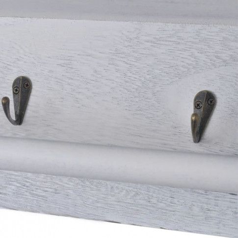 Szczegółowe zdjęcie nr 7 produktu Drewniana półka ścienna z szufladami na klucze Stean - biała