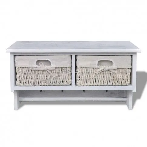 Szczegółowe zdjęcie nr 4 produktu Biała drewniana półka ścienna z szufladami na klucze - Anga