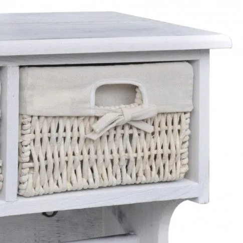 Szczegółowe zdjęcie nr 5 produktu Biała drewniana półka ścienna z szufladami na klucze - Anga