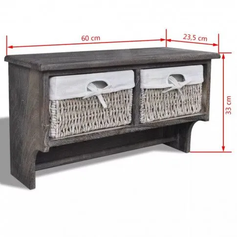 Szczegółowe zdjęcie nr 9 produktu Brązowa drewniana półka ścienna z szufladami - Anga