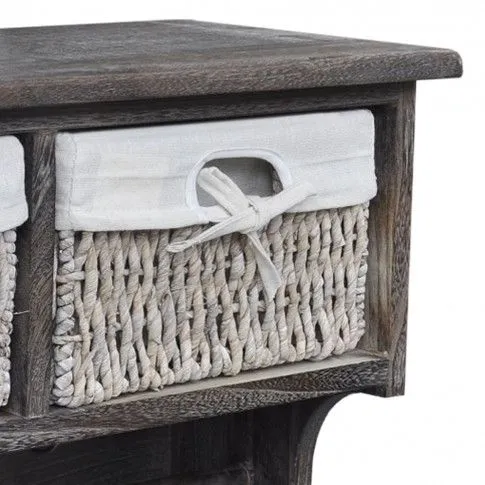 Szczegółowe zdjęcie nr 6 produktu Brązowa drewniana półka ścienna z szufladami - Anga