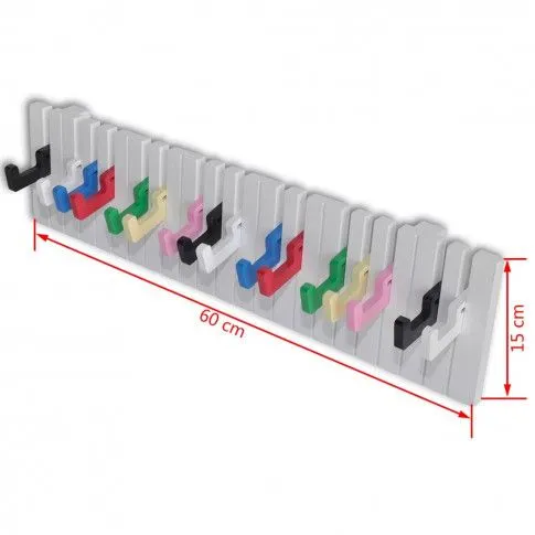 Szczegółowe zdjęcie nr 6 produktu Wieszak na ścianę w kształcie pianina z 16 kolorowymi haczykami