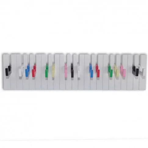 Fotografia Wieszak na ścianę w kształcie pianina z 16 kolorowymi haczykami z kategorii Meble na ubrania