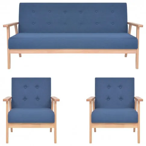 Niebieski 3 częściowy zestaw do salonu – Paris