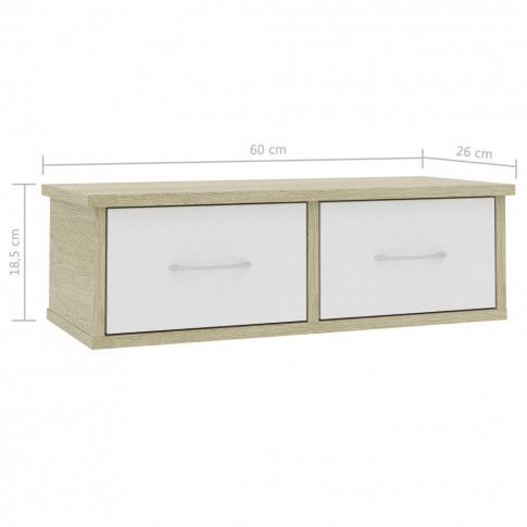 Szczegółowe zdjęcie nr 8 produktu Półka ścienna z szufladami Toss 2X - biel i dąb sonoma
