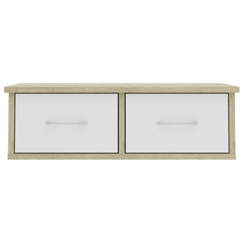 Szczegółowe zdjęcie nr 5 produktu Półka ścienna z szufladami Toss 2X - biel i dąb sonoma