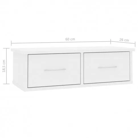 Szczegółowe zdjęcie nr 8 produktu Półka ścienna z szufladami Toss 2X - biały połysk